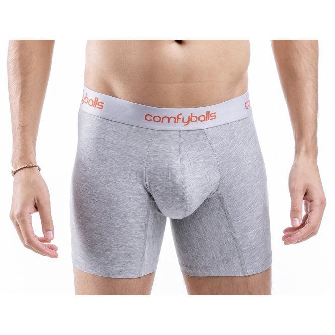 Modal Cotton Stretch Boxer Brief, Heather Grey / orange