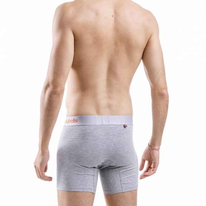 Modal Cotton Stretch Boxer Brief, Heather Grey / orange