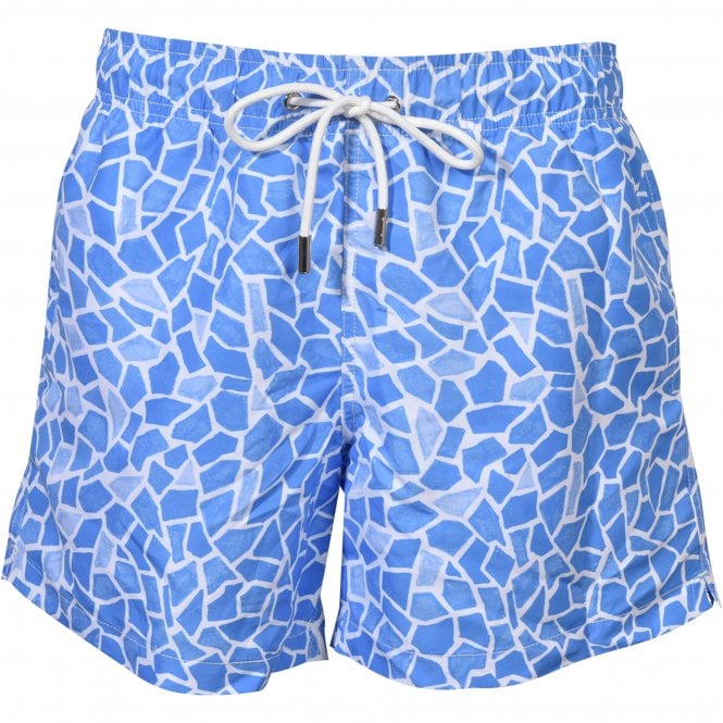 Camo Blue Print Swim Trunks