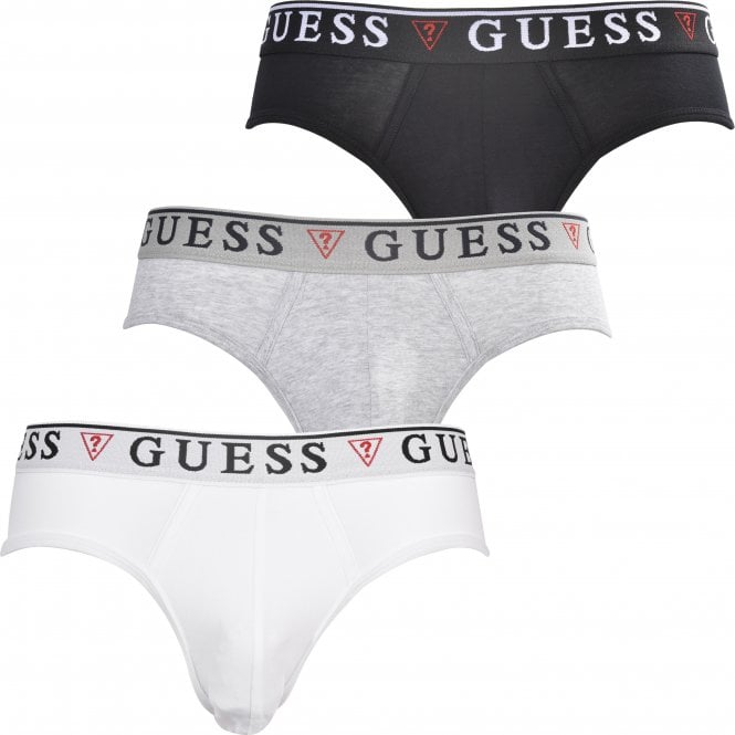 3-Pack Classic Logo Briefs, Black/White/Grey