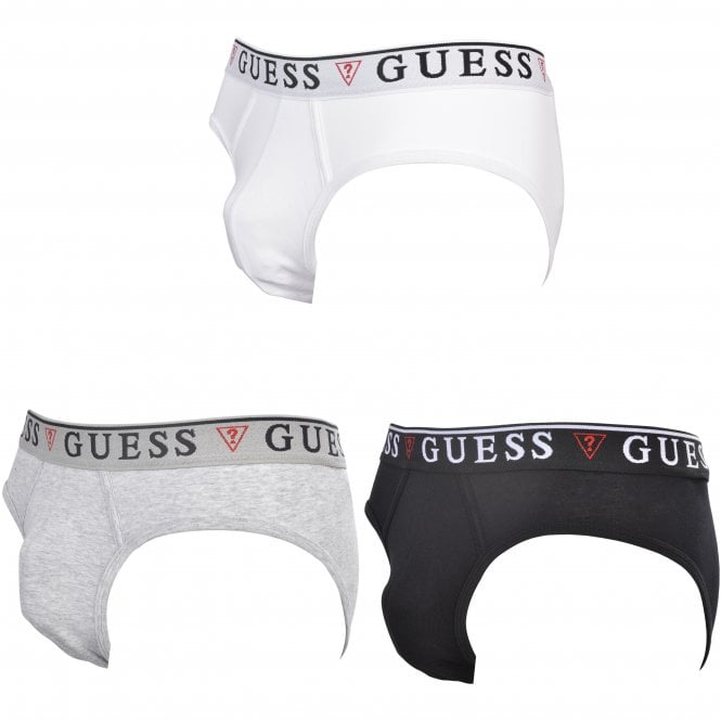 3-Pack Classic Logo Briefs, Black/White/Grey