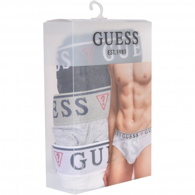 3-Pack Classic Logo Briefs, Black/White/Grey