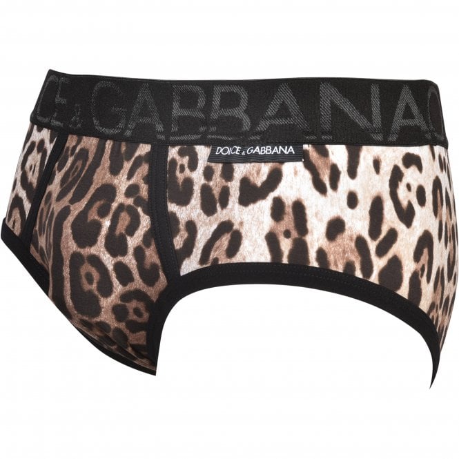 Dolce & Gabbana Leopard Print Boxer Brief, Black
