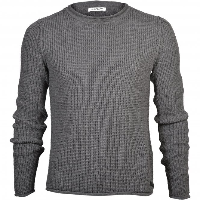 Hyperflex Cotton Heavy-Knit Crew-Neck Jumper, Grey Melange