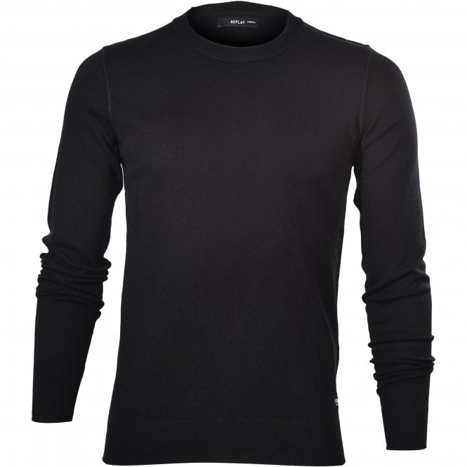 Classic Crew-Neck Cotton Jumper, Black