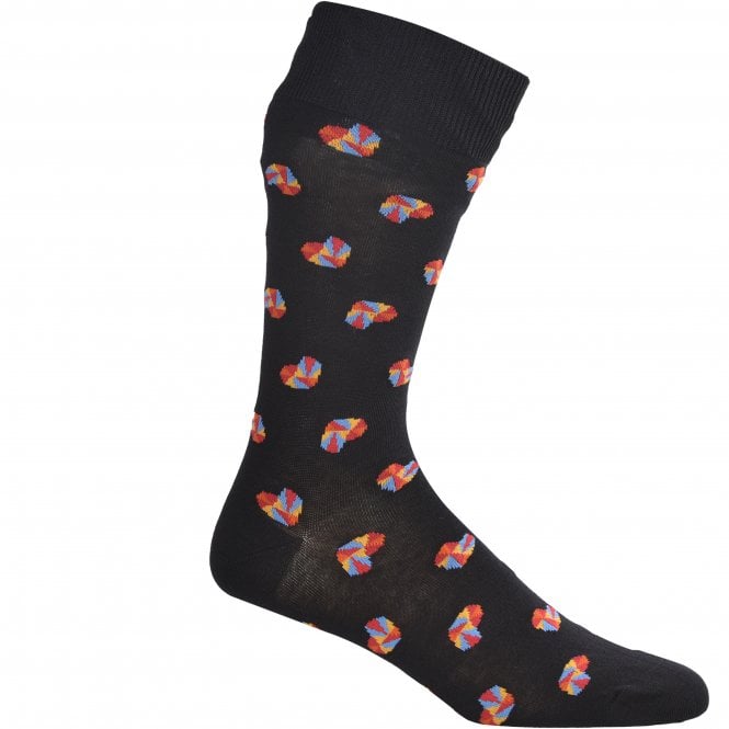 Romeo Hearts Print Socks, Black