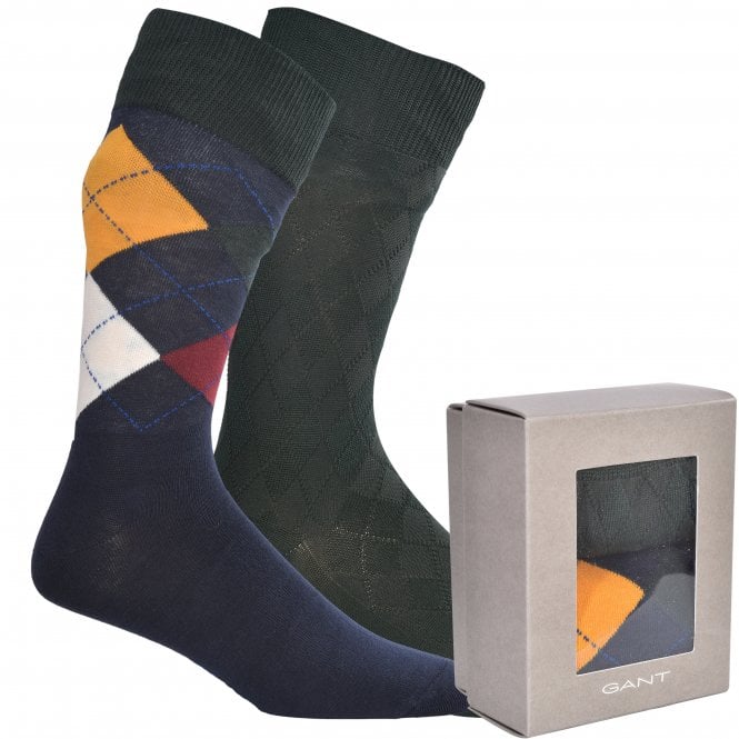 2-Pack Argyle Print Socks Gift Box, Multicolour