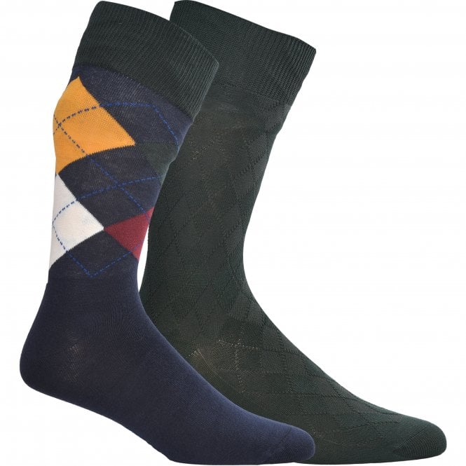 2-Pack Argyle Print Socks Gift Box, Multicolour