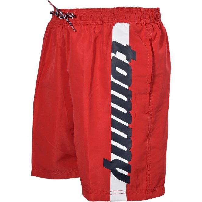 Tommy Block Logo Boys Swim Shorts, Red