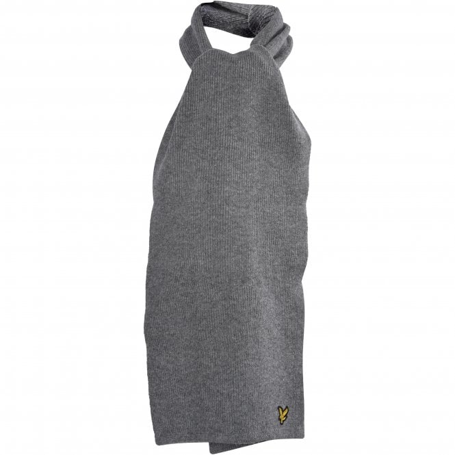 Lambswool Racked Rib Scarf, Grey