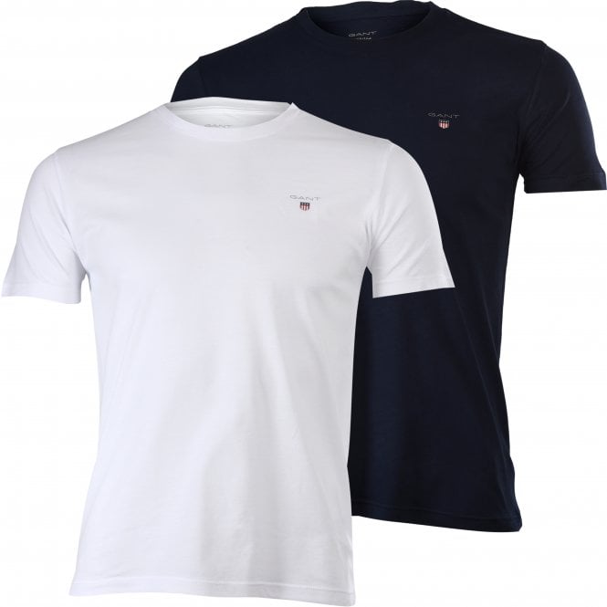 2-Pack Boys Crew Neck T-Shirts, Navy/White