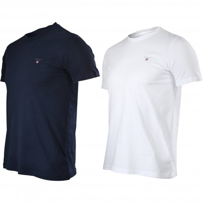 2-Pack Boys Crew Neck T-Shirts, Navy/White