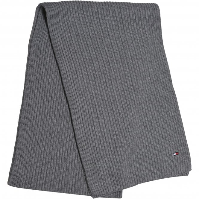 Pima Cotton Cashmere Ribbed Scarf, Mid Grey Heather