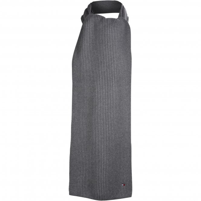 Pima Cotton Cashmere Ribbed Scarf, Mid Grey Heather