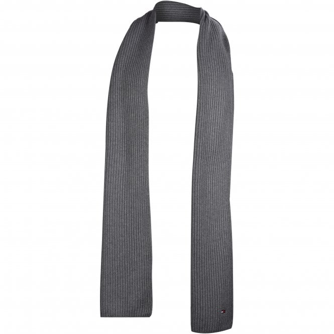 Pima Cotton Cashmere Ribbed Scarf, Mid Grey Heather