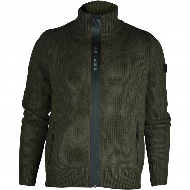 Heavy-Knit, Wool Blend Full-Zip Jumper, Charcoal