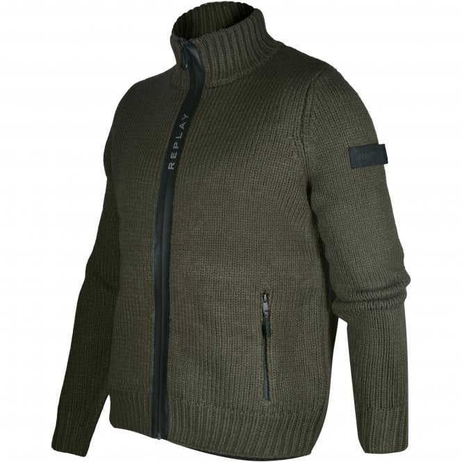 Heavy-Knit, Wool Blend Full-Zip Jumper, Charcoal