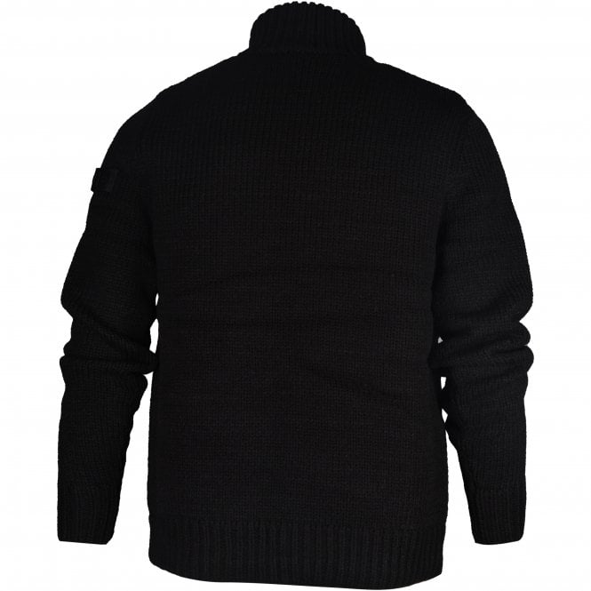 Heavy-Knit, Wool Blend Full-Zip Jumper, Black