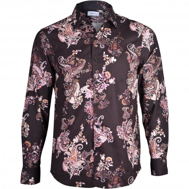 Paisley Print Shirt, Black