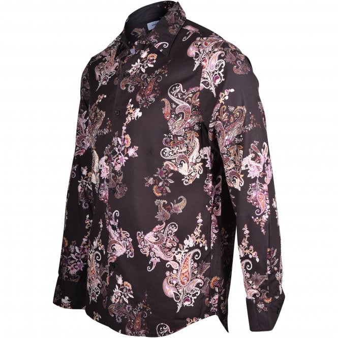 Paisley Print Shirt, Black