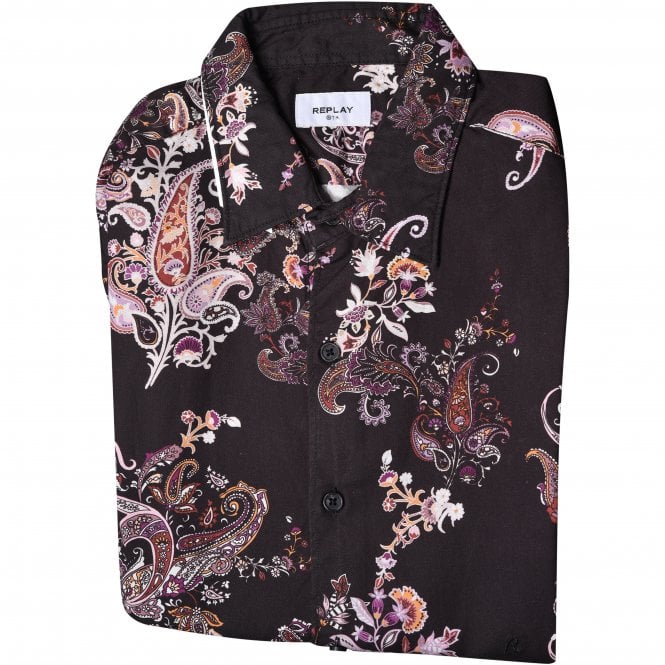 Paisley Print Shirt, Black