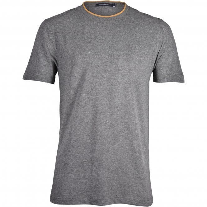 Tipped Crew-Neck T-Shirt, Mid Grey Melange