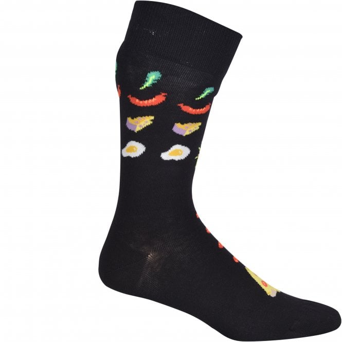 Pizza Invaders Socks, Black