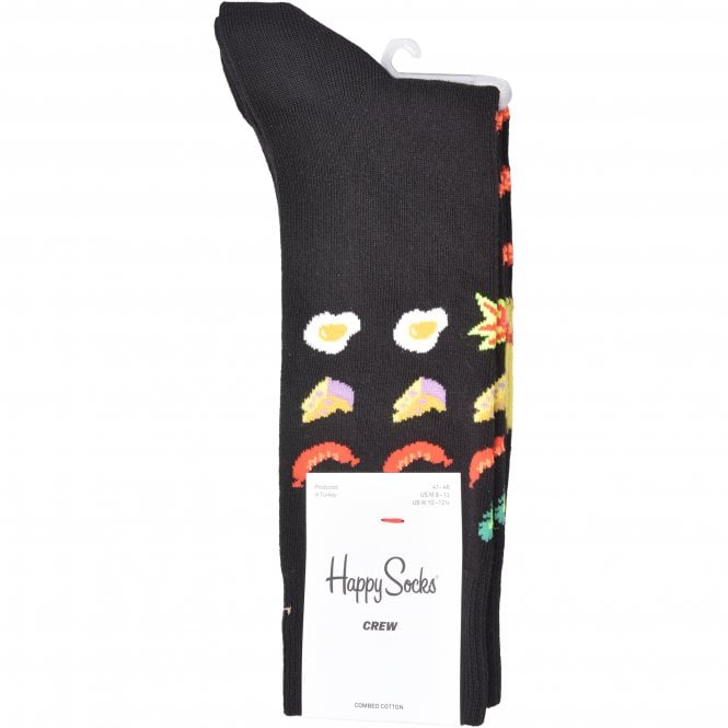 Pizza Invaders Socks, Black