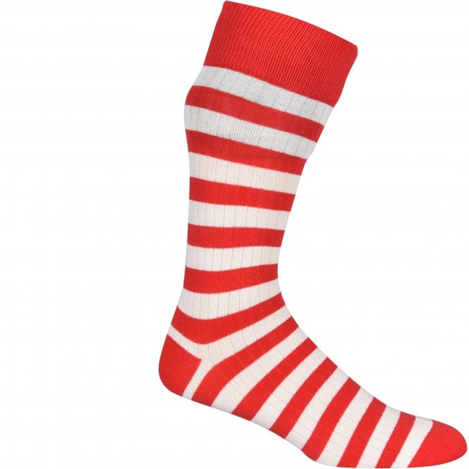 2-Pack Fair Isle & Stripe Socks Gift Box, Red/White