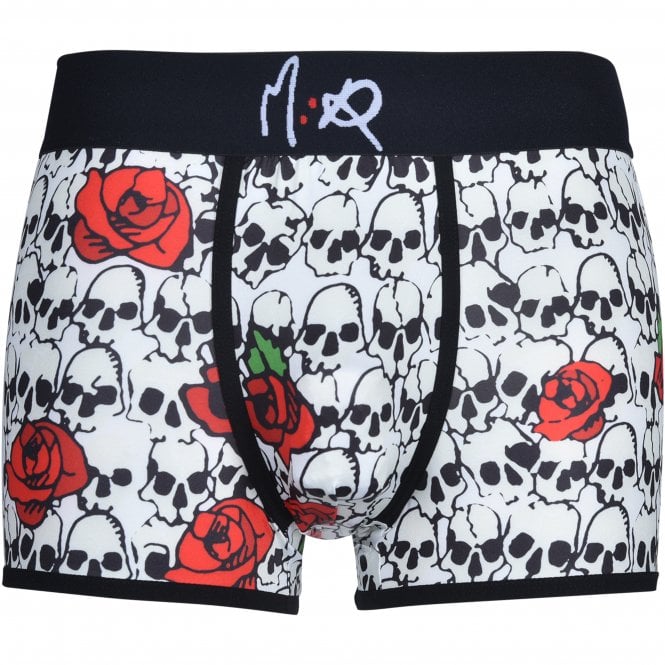 Skulls & Roses Boxer Trunk, White/multi