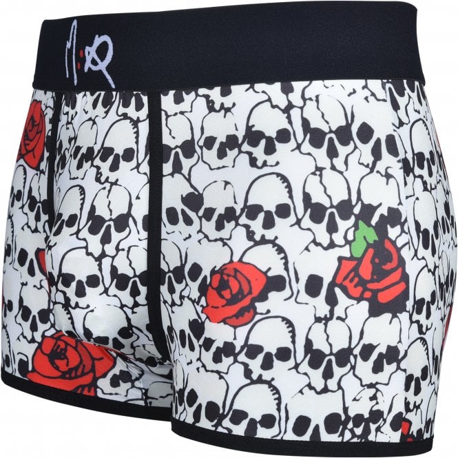 Skulls & Roses Boxer Trunk, White/multi