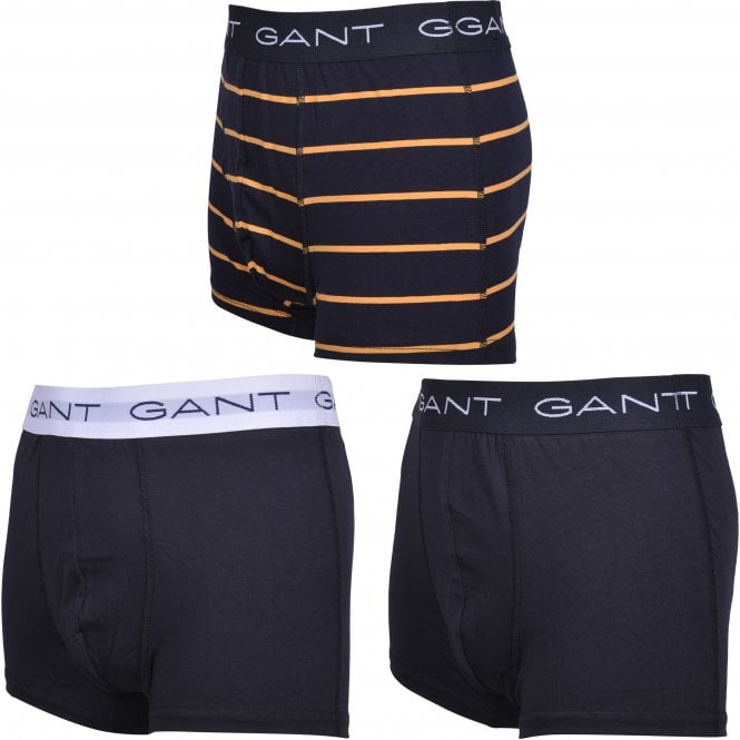 3-Pack Stripe & Solid Boys Boxer Trunks, Navy