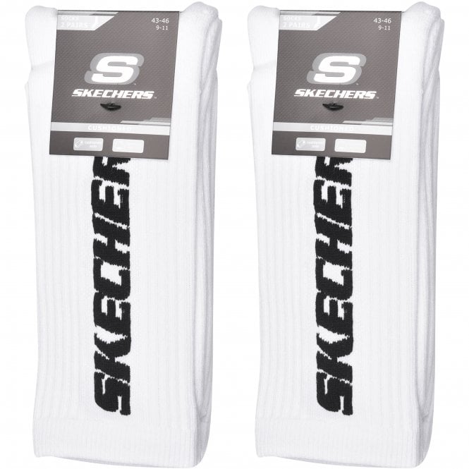 4-Pack Vertical Logo Cushioned Sports Socks, White