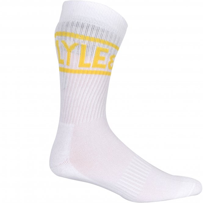 5-Pack Bright Script Logo Sports Socks, White