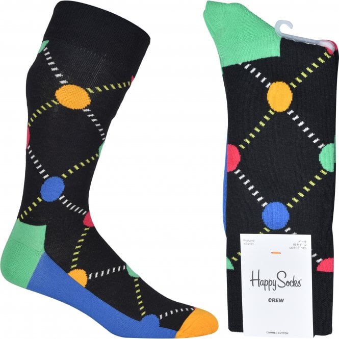 Argyle Dot Socks, Black/multi