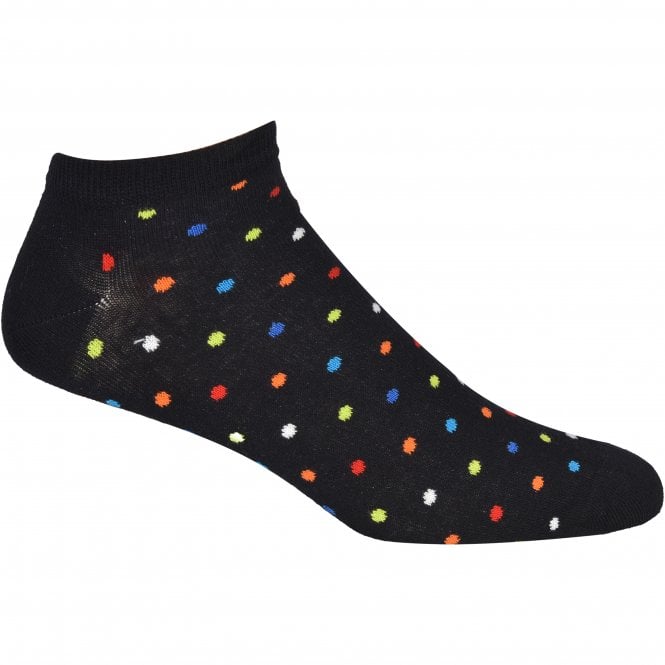 2-Pack Dot Lover Trainer Socks, Black/multi