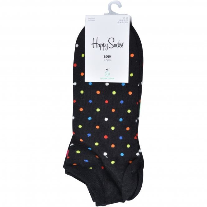 2-Pack Dot Lover Trainer Socks, Black/multi