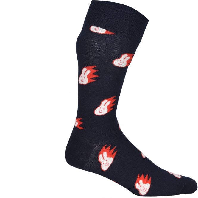 Flaming Bunny Socks, Dark Blue