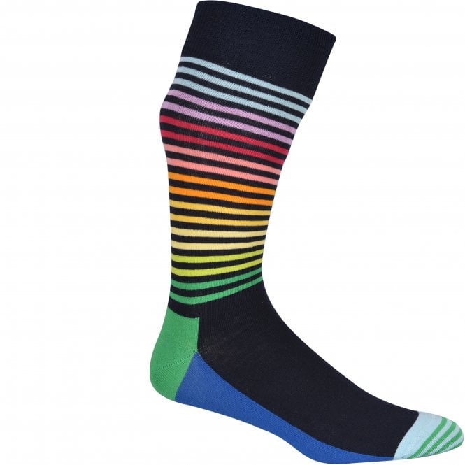 Half Stripe Socks, Navy/multi