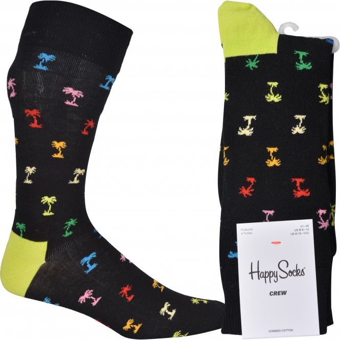 Palm Tree Socks, Black/multi