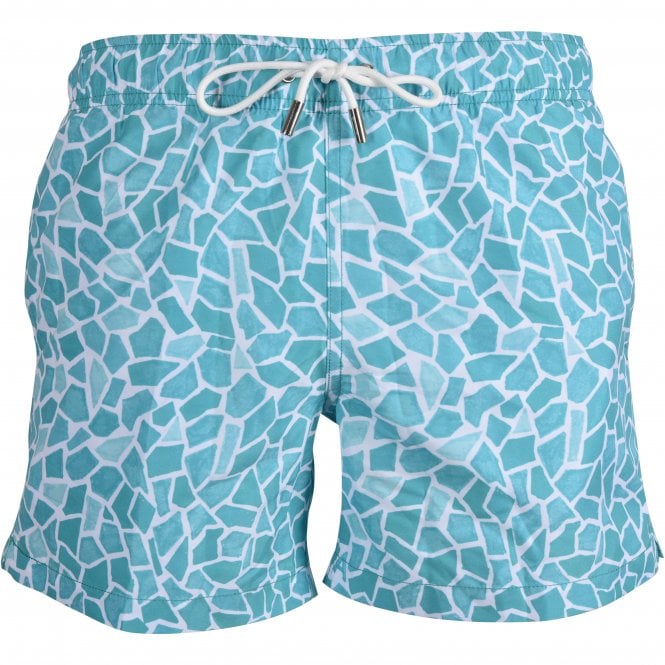 Mosaic Print Swim Shorts, Turqouise