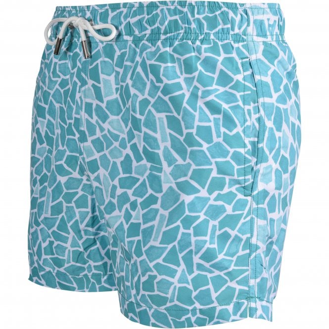 Mosaic Print Swim Shorts, Turqouise