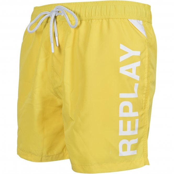 Side Logo Swim Shorts, Bright Yellow