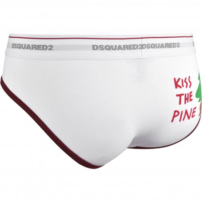 Kiss The Pine Brief, White/bordeaux