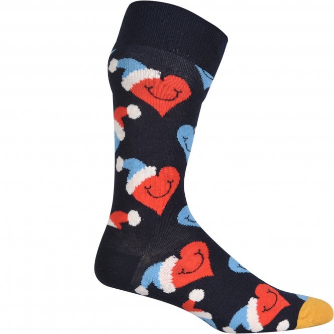 Santa Love Smiley Socks, Navy/multi