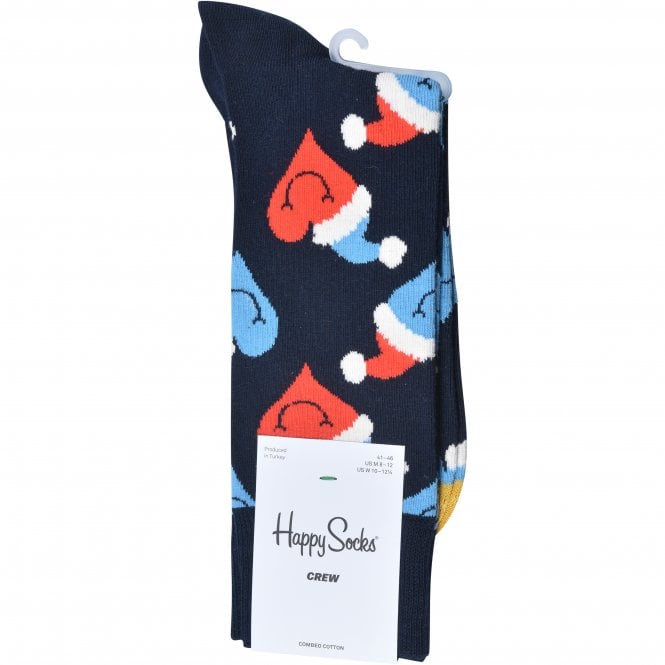 Santa Love Smiley Socks, Navy/multi