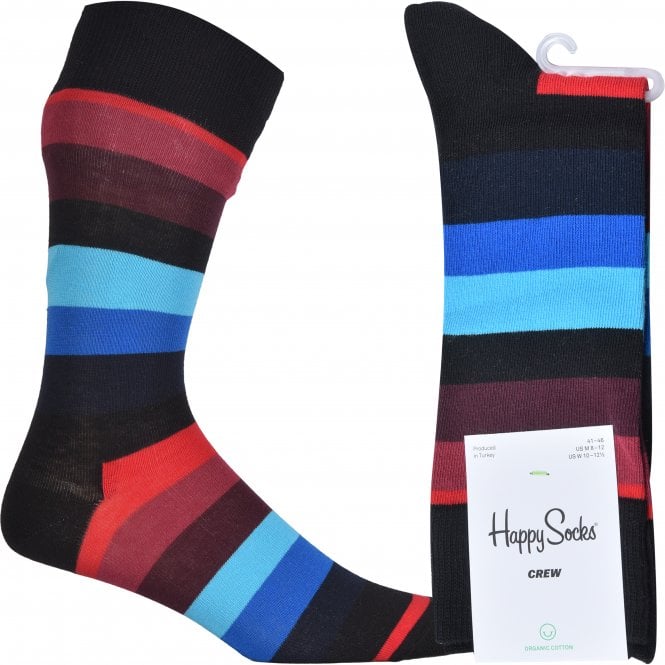 Stripe Socks, Black/blue