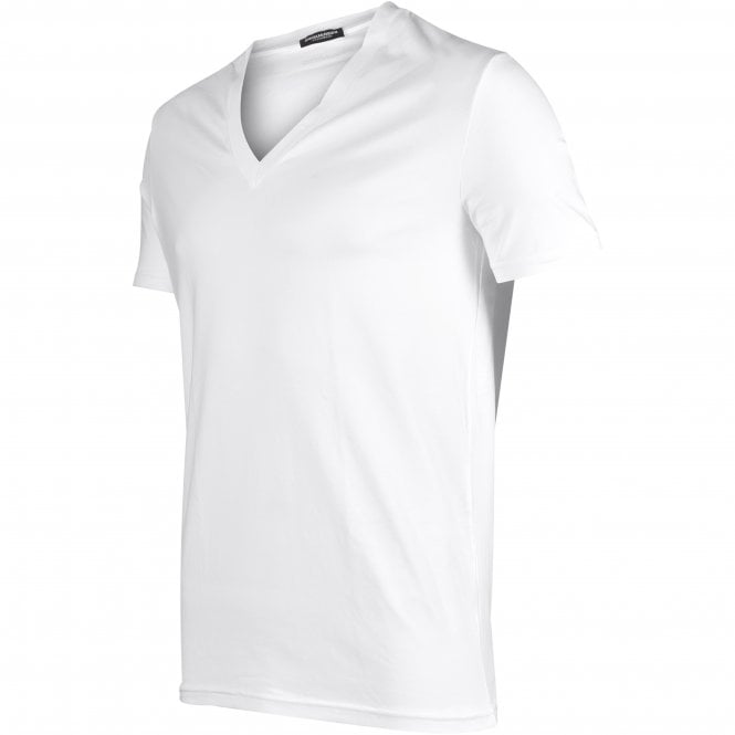 Cotton Stretch V-Neck T-Shirt, White