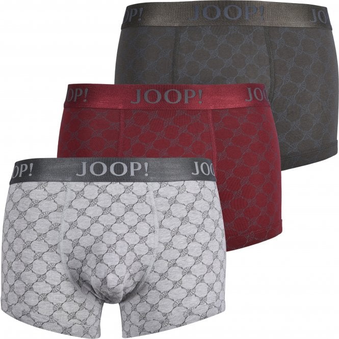 3-Pack Cornflower Print Boxer Trunks Gift Set, Brown/Grey/Red