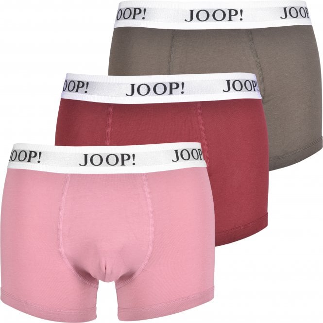 3-Pack Stretch Cotton Boxer Trunks, Lilac/Khaki/Berry